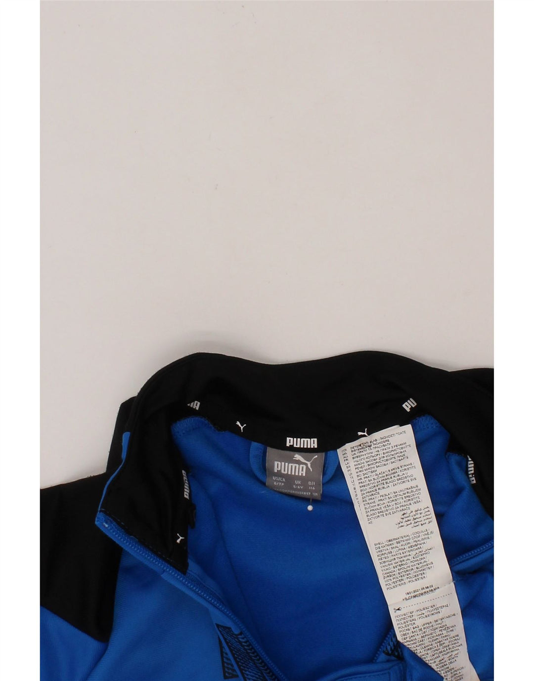 PUMA Boys Graphic Tracksuit Top Jacket 5-6 Years Blue Colourblock