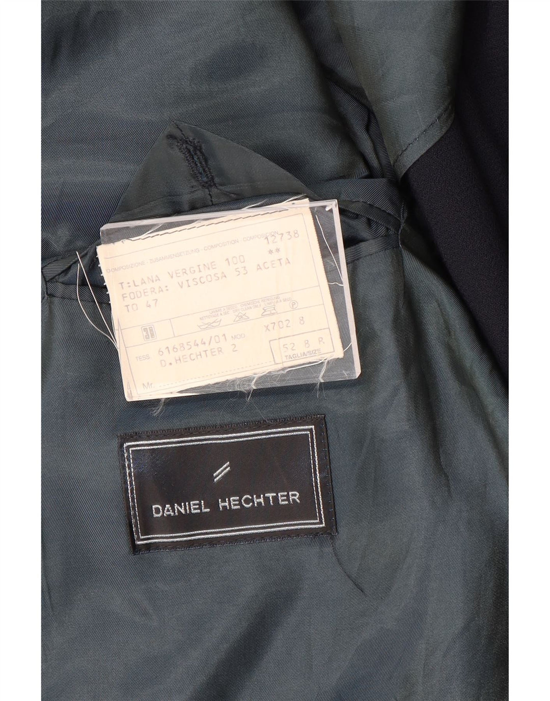 DANIEL HECHTER Herre 3-knaps blazerjakke IT 52 XL Marineblå Virgin Wool