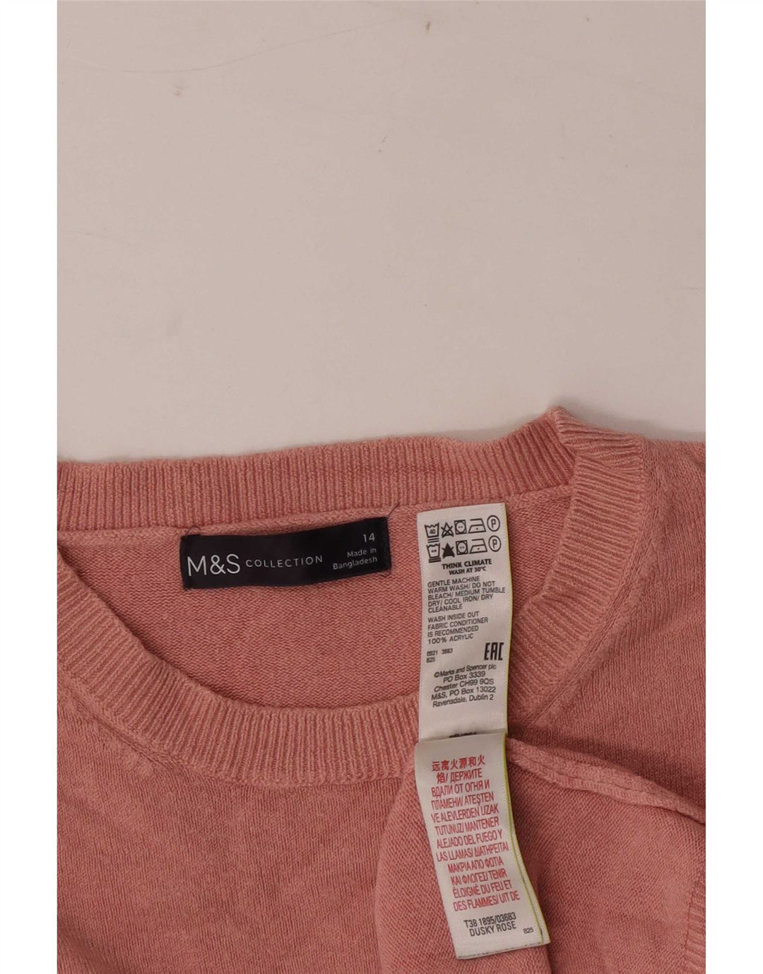 Marks & Spencer Dame sweater med rund hals DK 14 Medium Pink Akryl