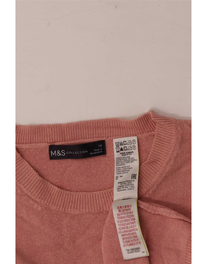 Marks & Spencer Dame sweater med rund hals DK 14 Medium Pink Akryl
