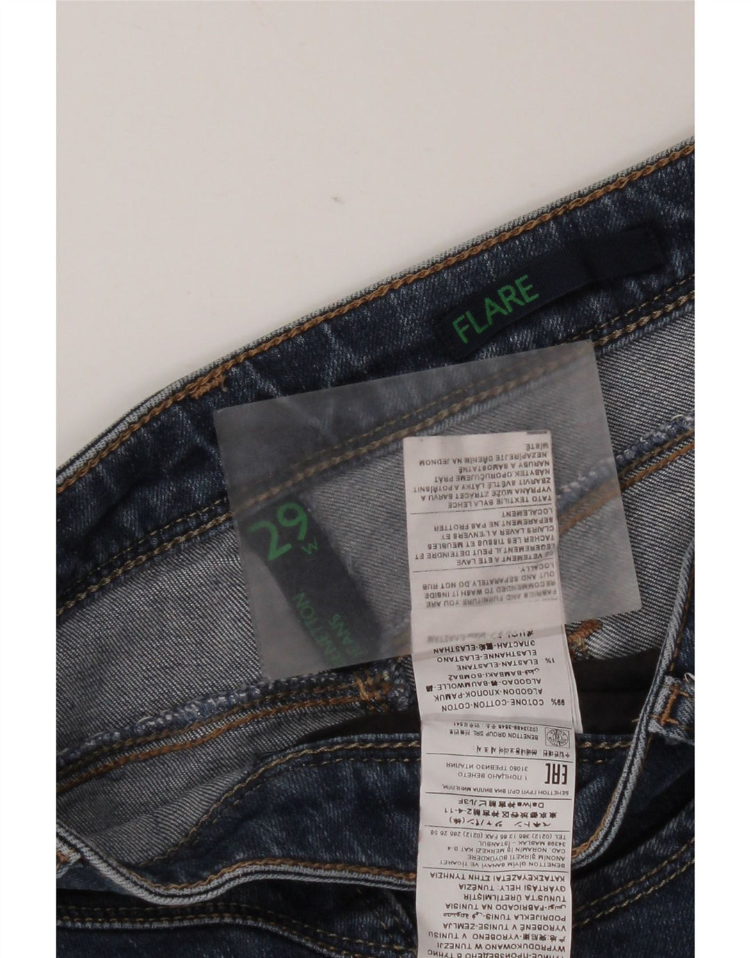 Benetton Dame Flared Jeans W29 L31 Blå Bomuld