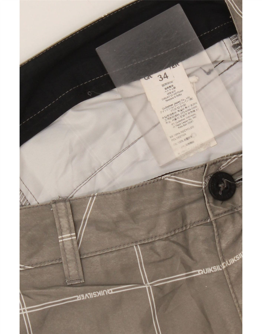 Quiksilver Chino Shorts til mænd W34 Large Grey Ternet Polyester