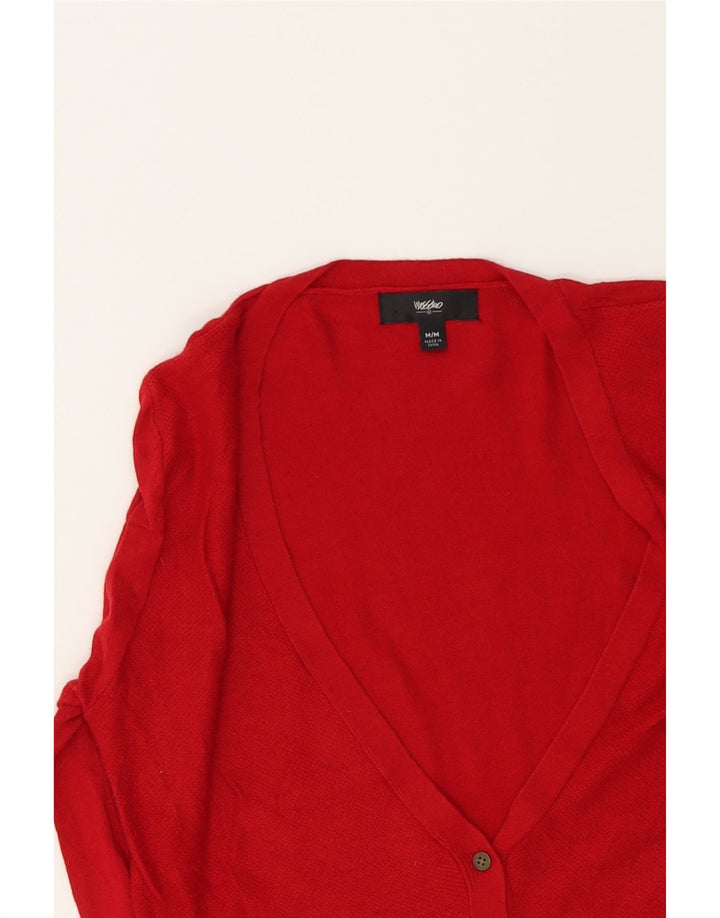 MOSSIMO Womens Cardigan Sweater UK 14 Medium Red Nylon Vintage Mossimo and Second-Hand Mossimo from Messina Hembry 
