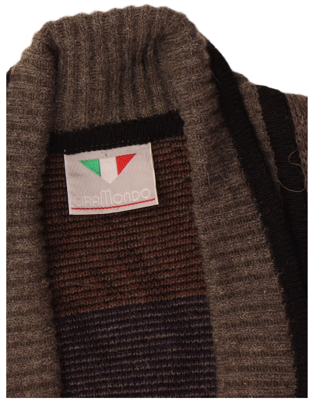 Giramondo Herre dobbeltradet cardigan sweater IT 48 Medium Grå Geometrisk