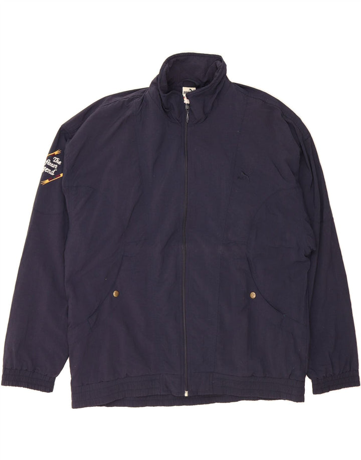 PUMA Mens Windbreaker Jacket UK 46 3XL Navy Blue Polyamide Vintage Puma and Second-Hand Puma from Messina Hembry 