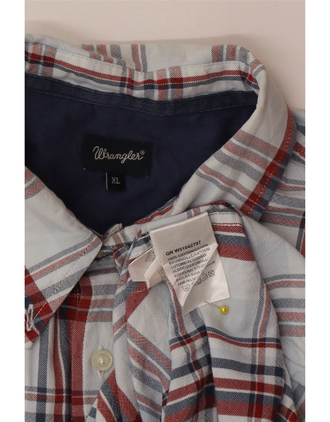 Wrangler herreskjorte XL blå ternet bomuld