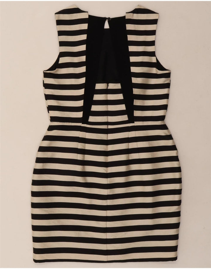 WAREHOUSE Womens Sleeveless Sheath Dress UK 14 Medium Black Striped Rayon Vintage Warehouse and Second-Hand Warehouse from Messina Hembry 