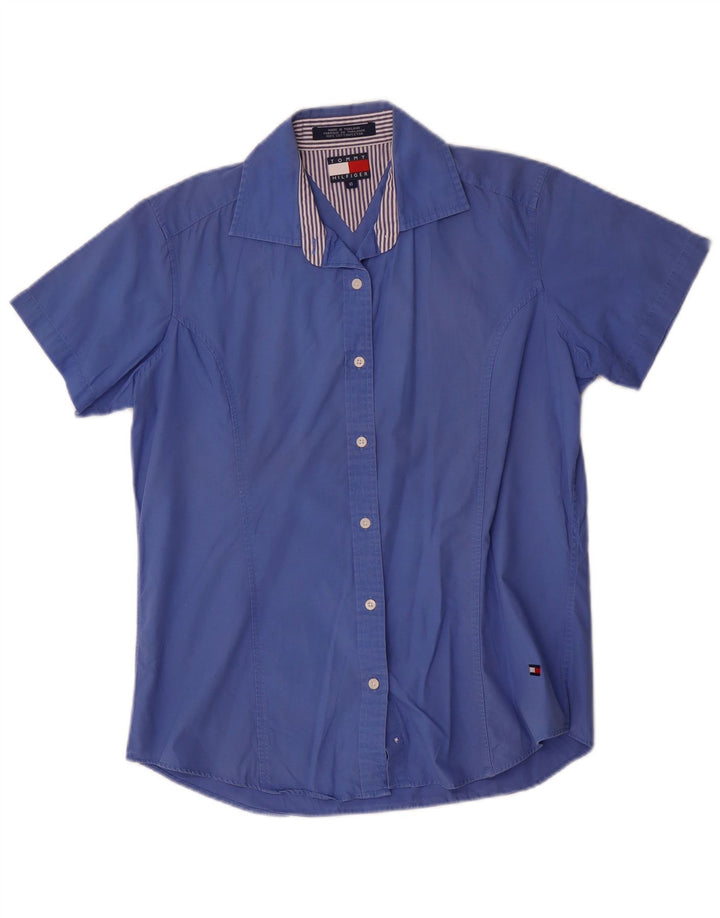 Tommy Hilfiger Kortærmet skjorte til kvinder US 8 Medium Blue Cotton