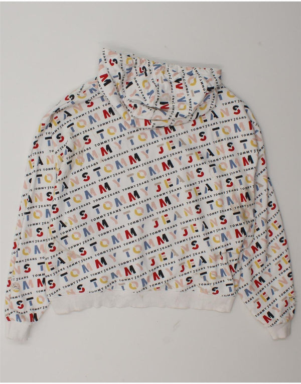 Tommy Hilfiger, grafisk oversized hættetrøje til kvinder, UK 18 XL Hvid bomuld