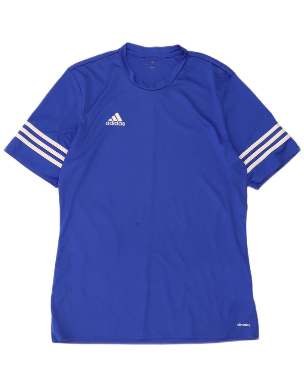 Adidas Herre Climalite T-Shirt Top Medium Blue Polyester