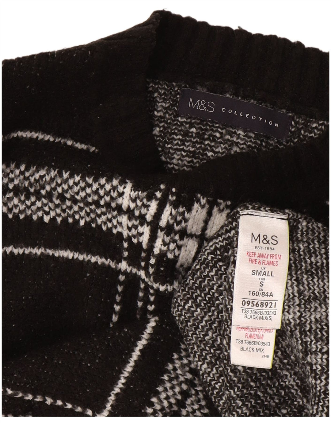 Marks & Spencer Dame sweater med rund hals DK 10 Small Black Check