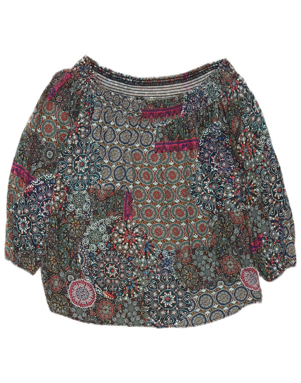 Desigual Dame 3/4 ærme off Shoulder Top UK 6 XS Flerfarvet blomster