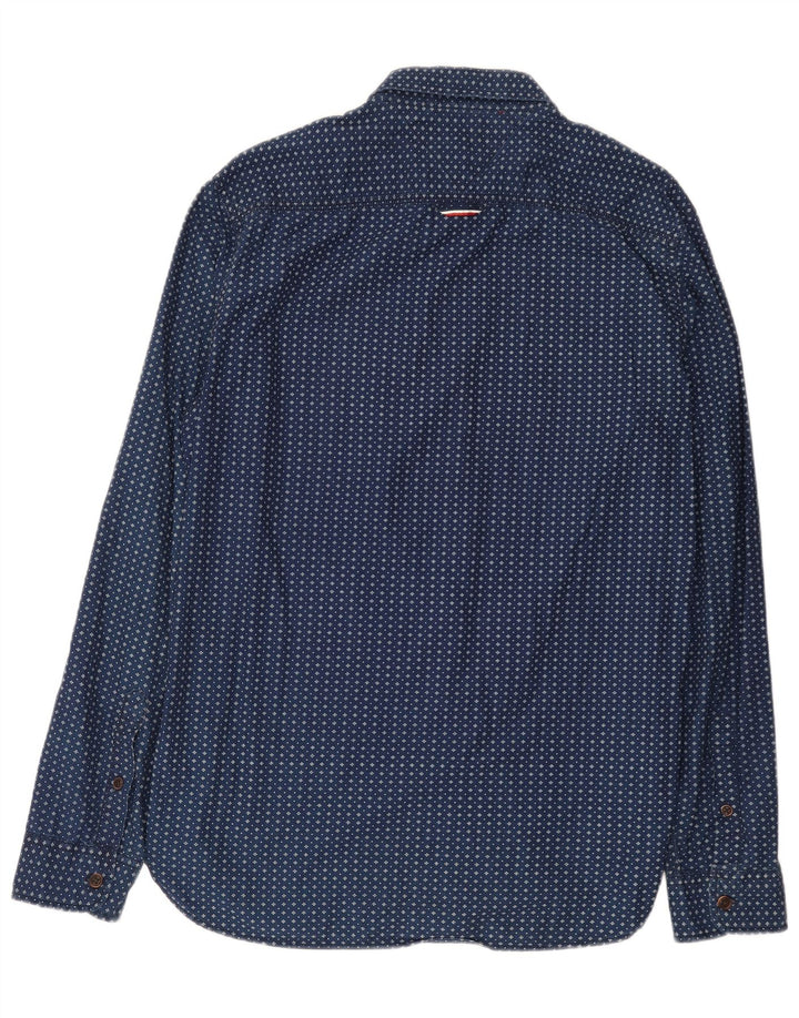Tommy Hilfiger Herre abstrakt mønster skjorte Stor marineblå bomuld