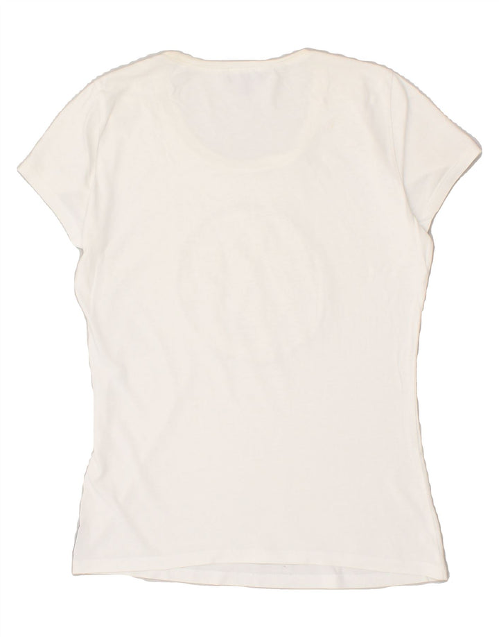 ARMANI JEANS Womens Graphic T-Shirt Top IT 42 Medium White Vintage Armani Jeans and Second-Hand Armani Jeans from Messina Hembry 