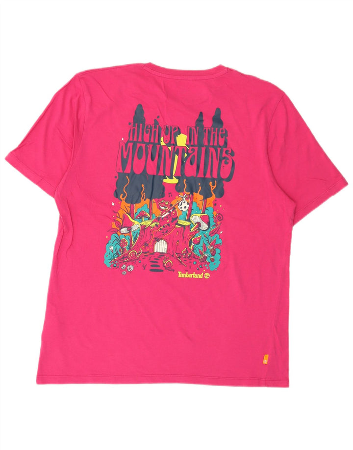 Timberland Herre grafisk T-shirt Top Medium Pink