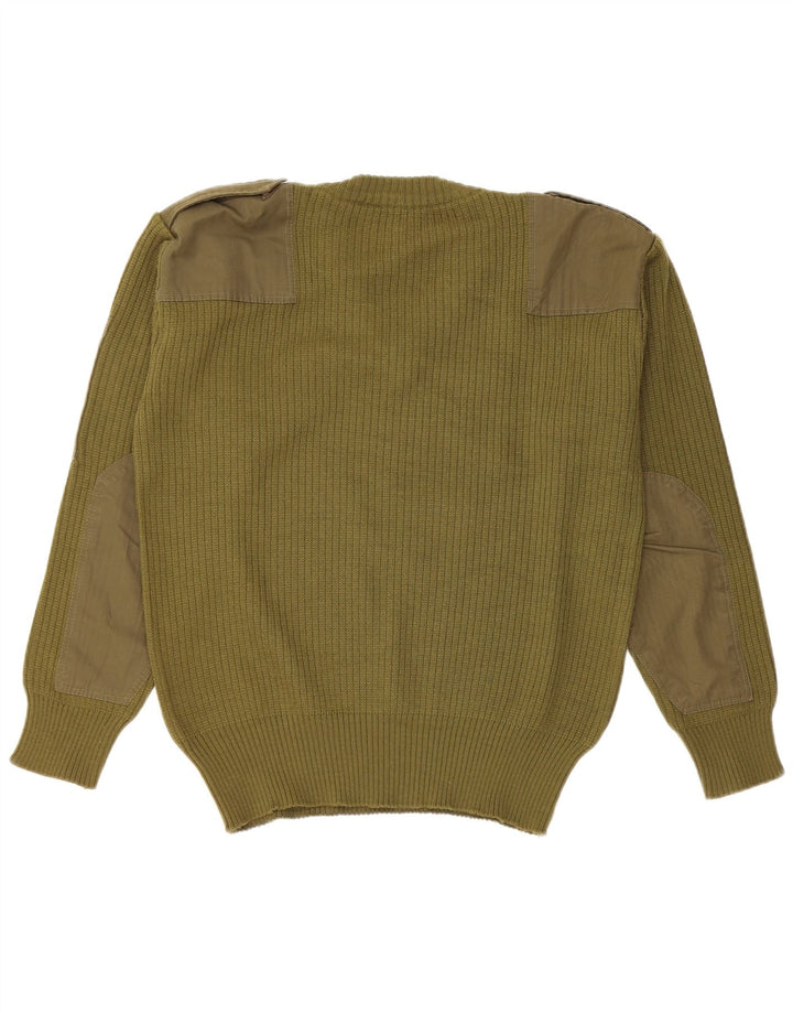 Vintage Herre militær V-hals sweater Medium Khaki