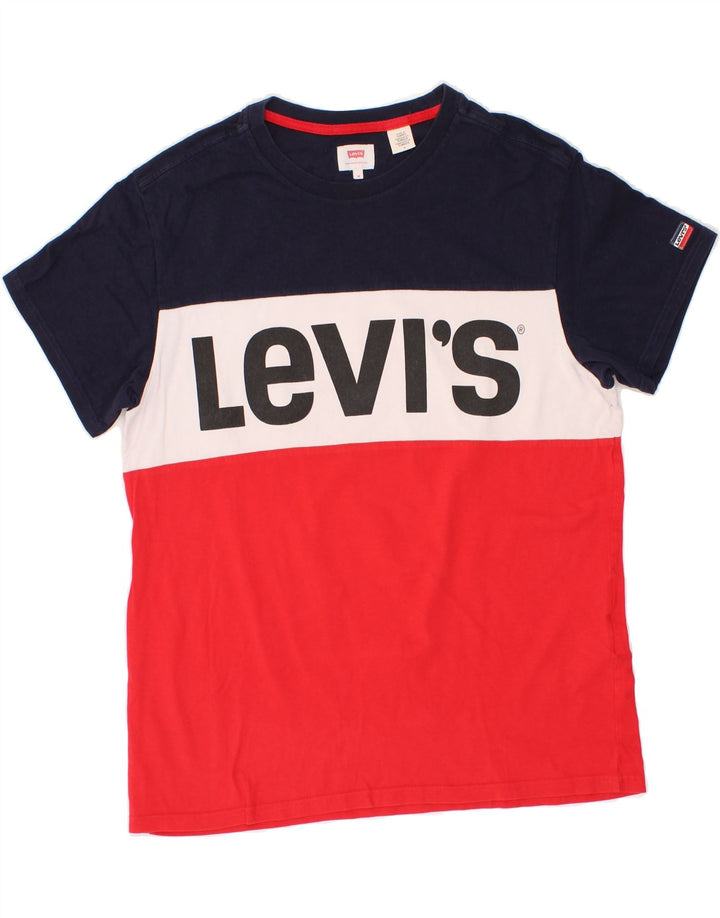 LEVI'S Mens Graphic T-Shirt Top Medium Multicoloured Colourblock Cotton Vintage Levi's and Second-Hand Levi's from Messina Hembry 