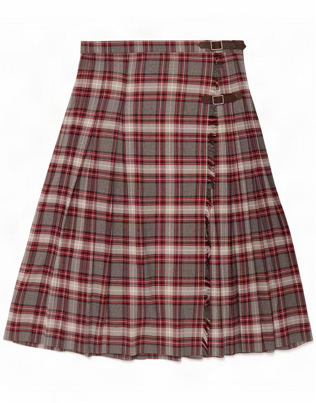 Vintage plisseret nederdel til kvinder Stor W32 Grå ternet polyester