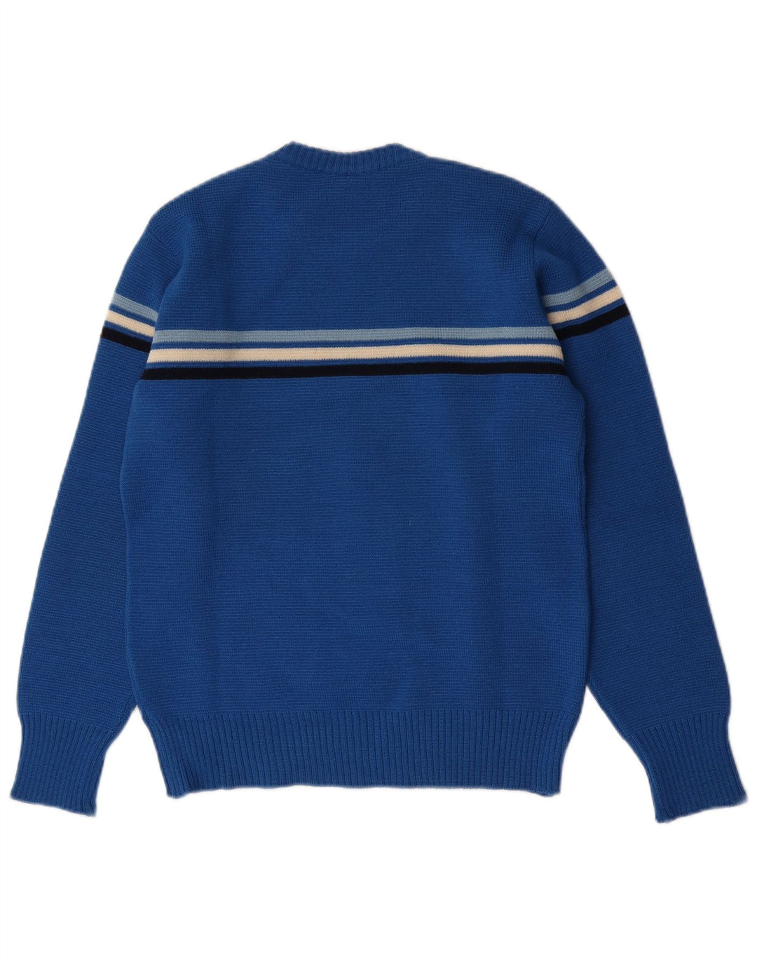 Pancari Herre Crew Neck Jumper Sweater IT 48 Lille Blå Stribet Virgin Wool
