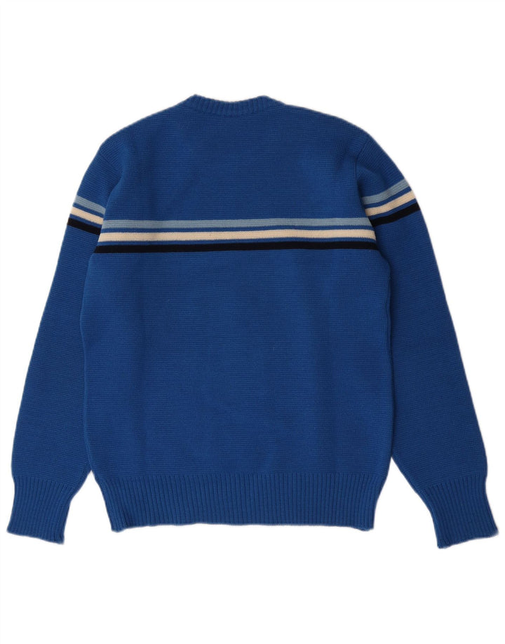 Pancari Herre Crew Neck Jumper Sweater IT 48 Lille Blå Stribet Virgin Wool