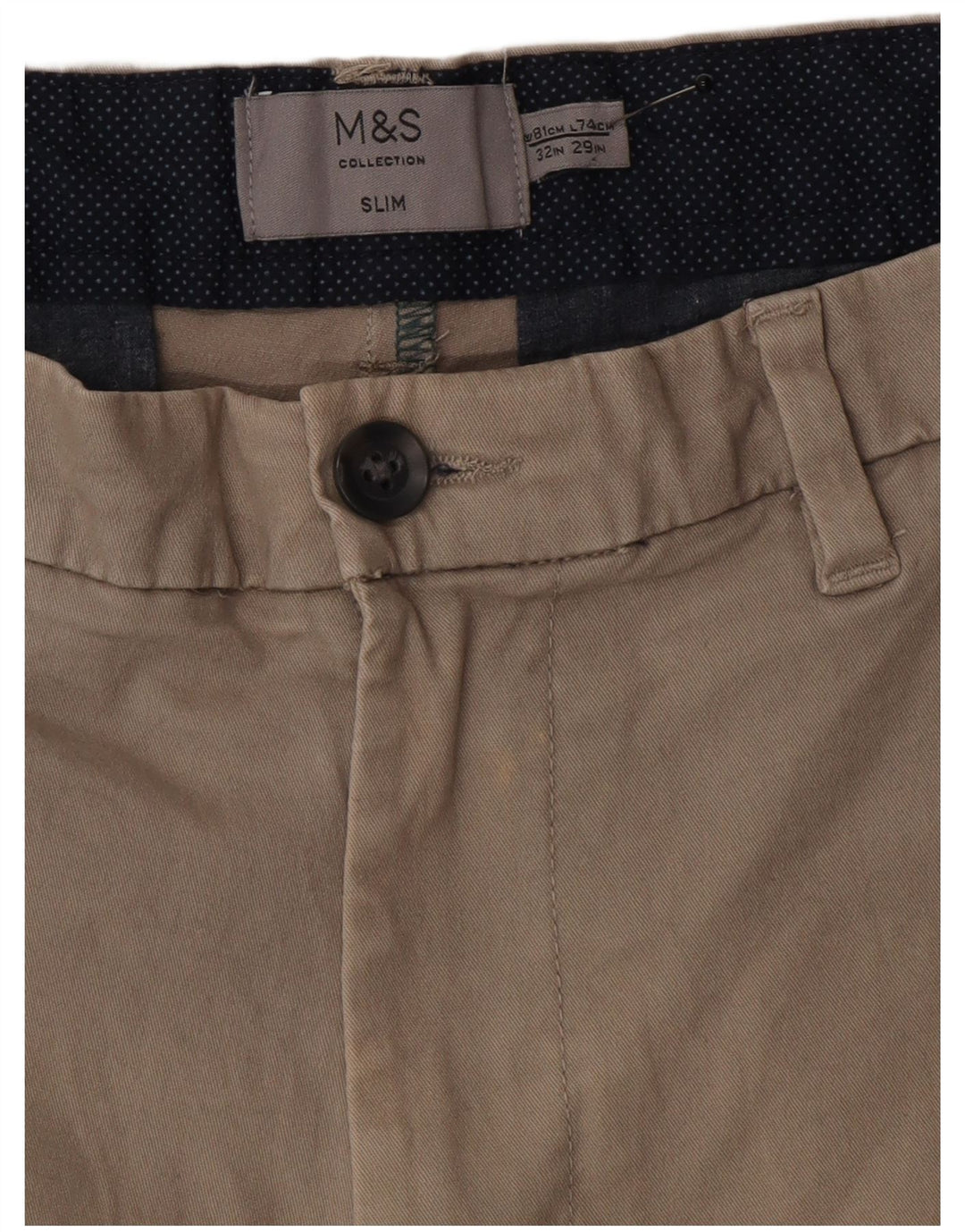 Marks & Spencer Herre Slim Chino Bukser W32 L29 Grå Bomuld