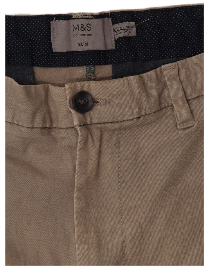Marks & Spencer Herre Slim Chino Bukser W32 L29 Grå Bomuld