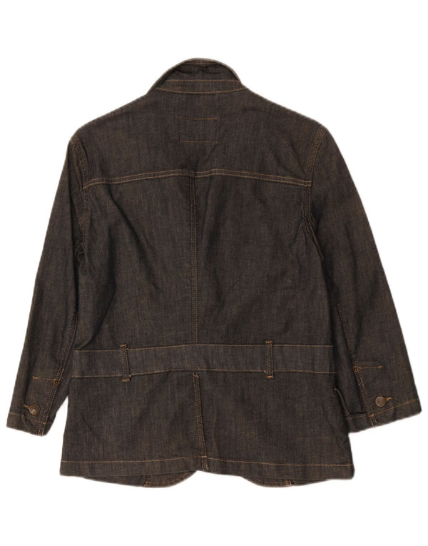 Massimo Dutti Dame Denim Kortærmet Blazer Jacket UK 10 Small Navy Blue