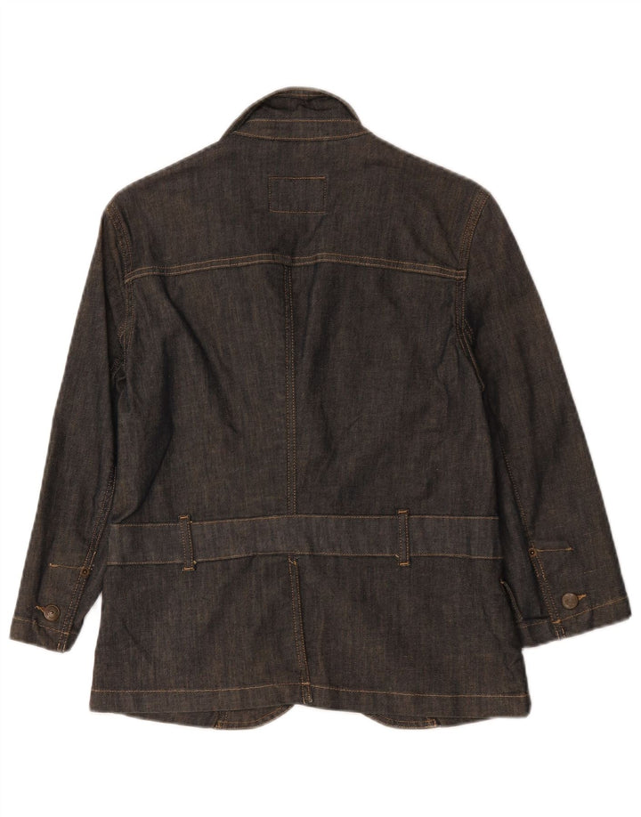 Massimo Dutti Dame Denim Kortærmet Blazer Jacket UK 10 Small Navy Blue