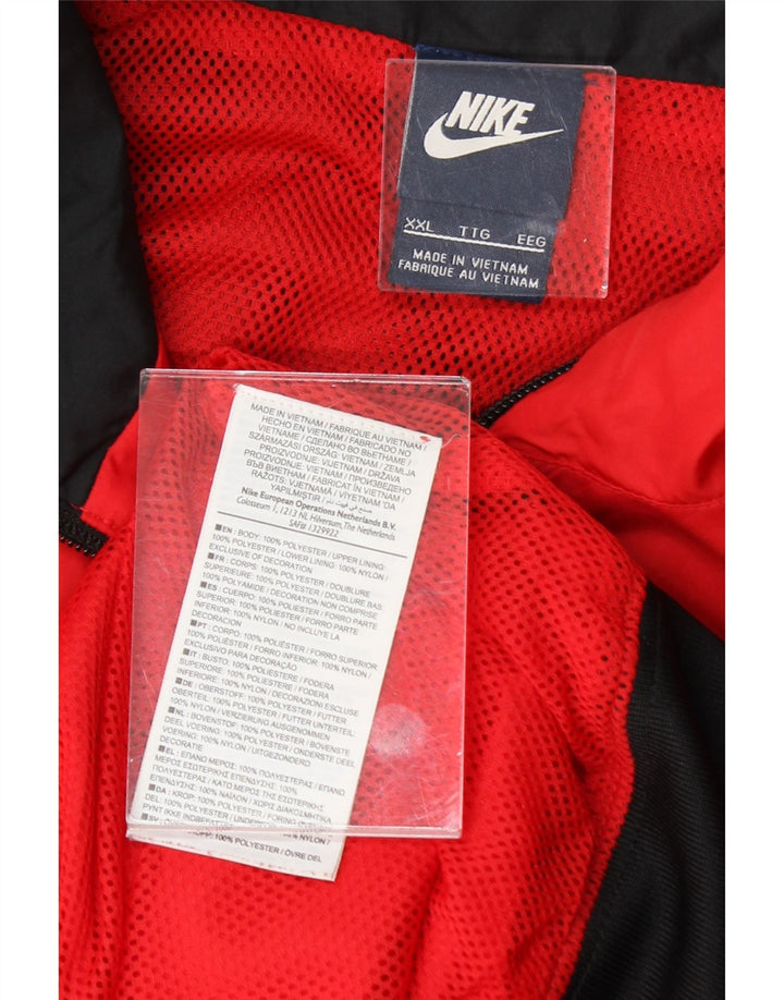 NIKE Mens Graphic Tracksuit Top Jacket 2XL Red Colourblock Polyester Vintage Nike and Second-Hand Nike from Messina Hembry 