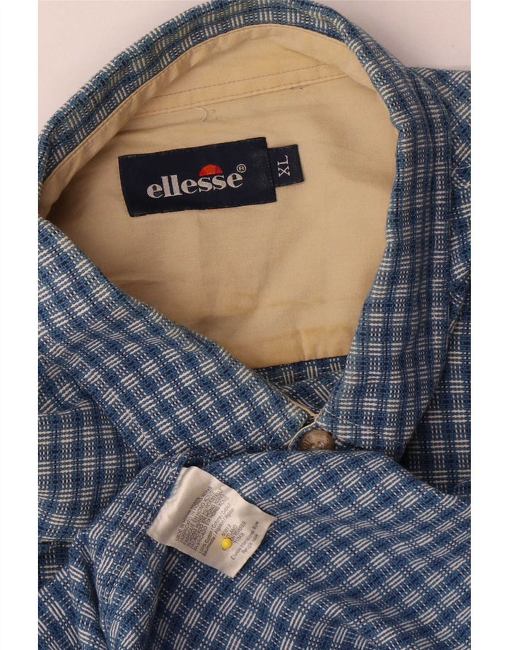 Ellesse Herre kortærmet skjorte XL blå ternet bomuld