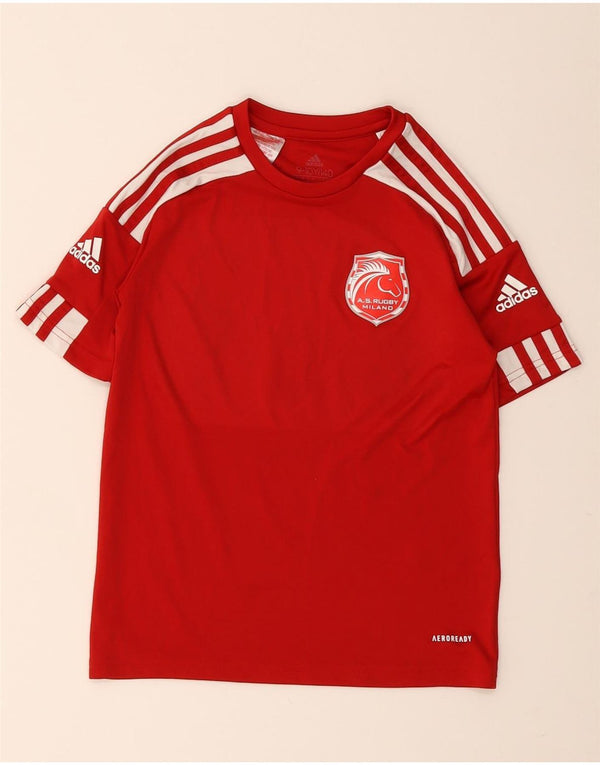 Adidas Boys A.S. Rugby Milano T-Shirt Top 9-10 År Rød Colourblock