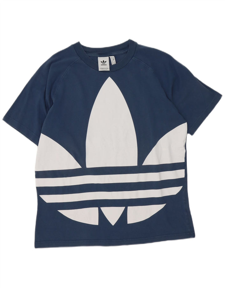 Adidas Grafisk T-shirt top mellemblå bomuld til mænd