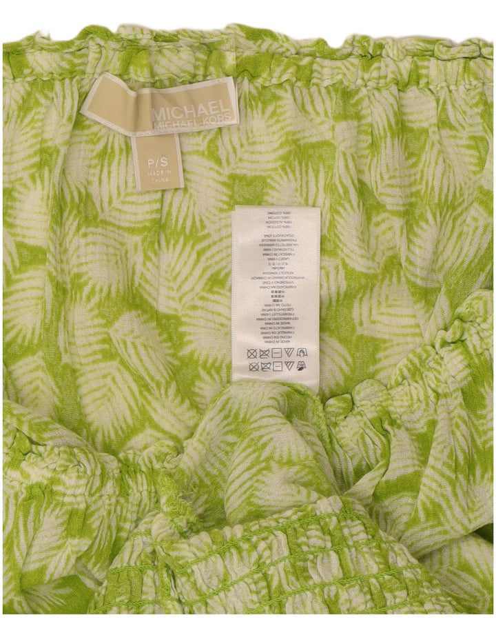 MICHAEL KORS Dame Oversized Off Shoulder Top UK 10 Small Green Floral