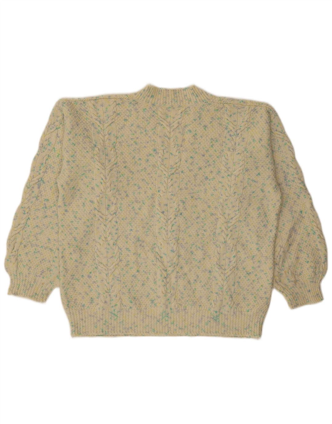 VINTAGE Dame V-hals sweater UK 18 XL Beige Flecked