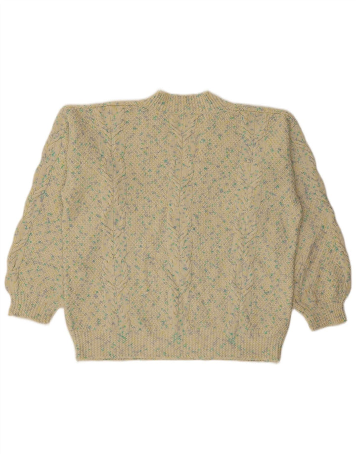 VINTAGE Dame V-hals sweater UK 18 XL Beige Flecked