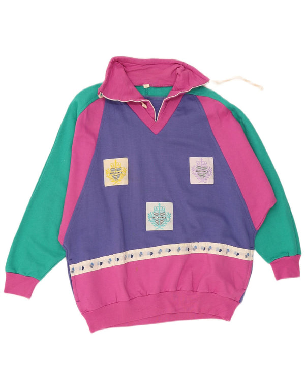 Vintage fuld træningsdragt til kvinder UK 14 Medium Multicolored Colourblock