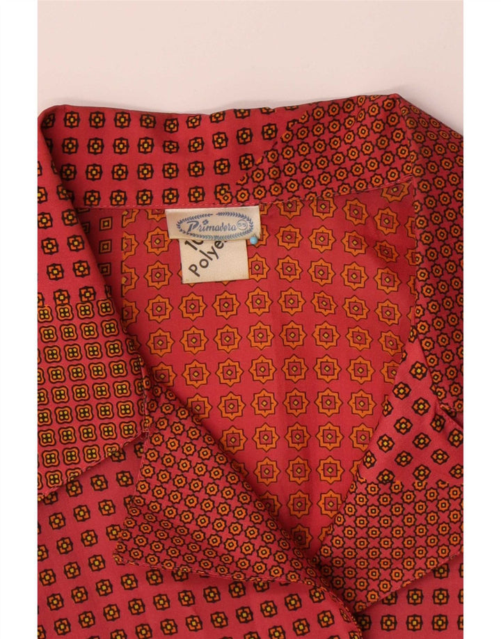 Vintage dameskjortebluse UK 16 Stor rød geometrisk polyester
