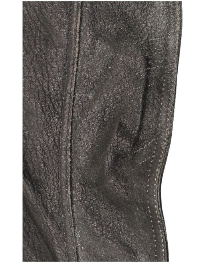 Clout Herre Læder Biker Jacket UK 42 XL Sort Læder