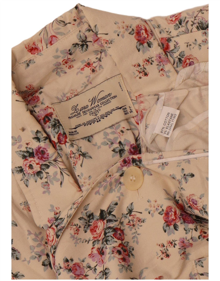 Zara Dame 1 Knap Blazer Jacket UK 14 Large Off White Blomsterbomuld