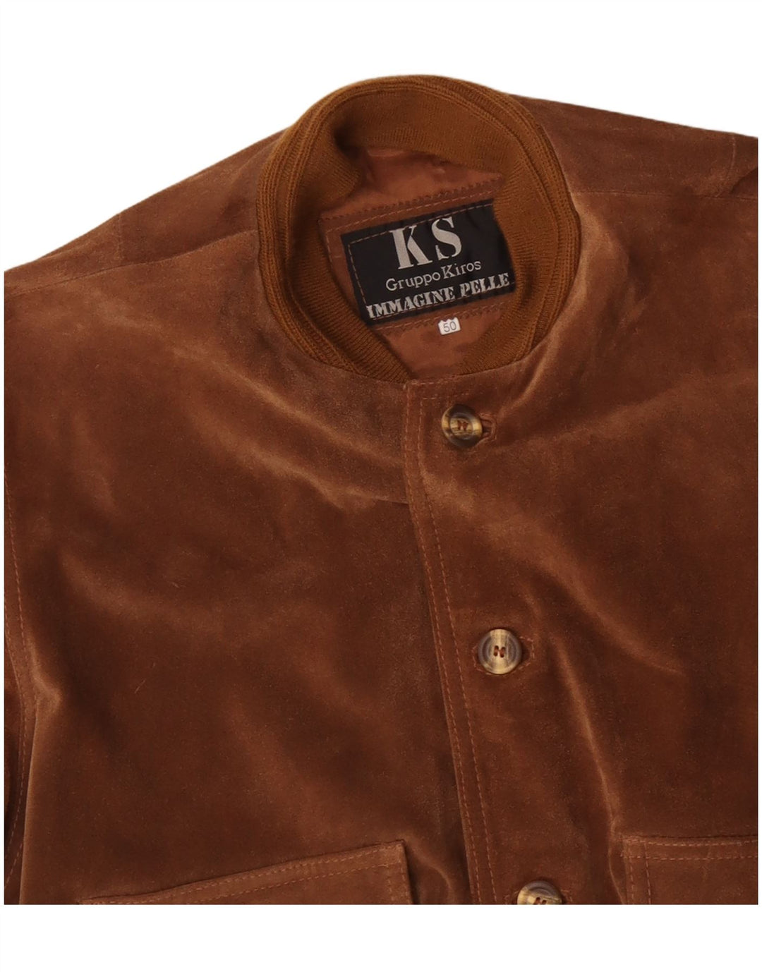 VINTAGE Bomberjakke i ruskind til mænd IT 50 Stor brunt læder