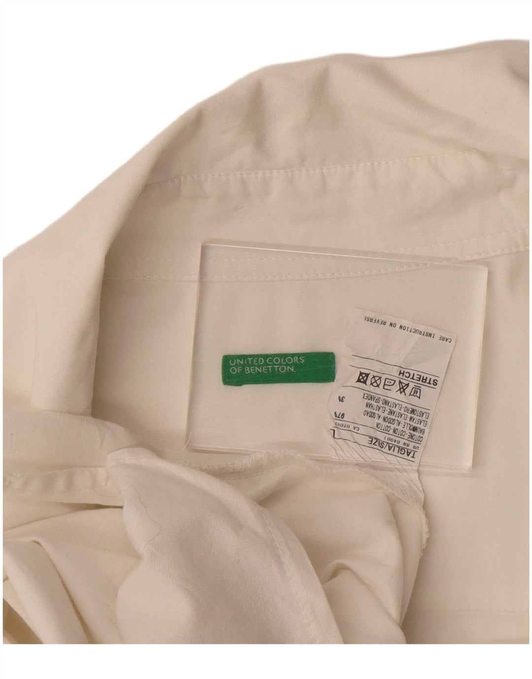 BENETTON Dame Pullover Shirt UK 16 Stor hvid bomuld