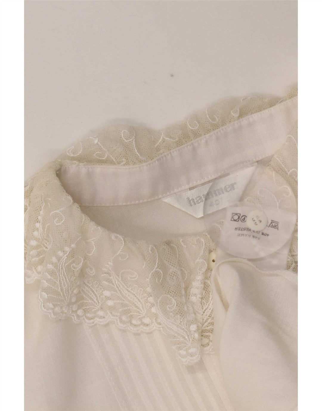 Hammer Dame Skjorte Bluse EU 40 Medium Hvid Ramie