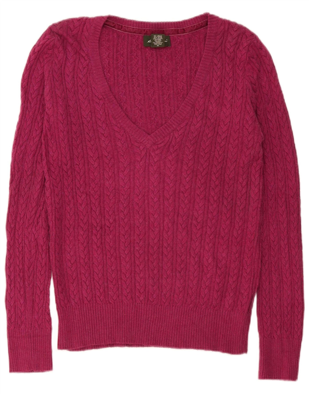 Eddie Bauer Dame V-hals sweater UK 14 Medium Pink Bomuld