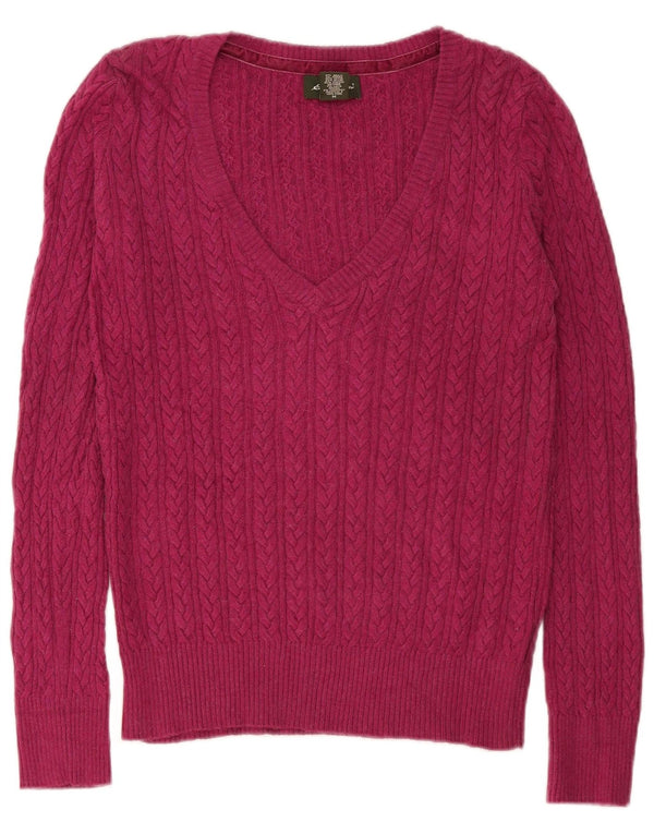 Eddie Bauer Dame V-hals sweater UK 14 Medium Pink Bomuld