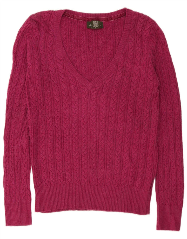 Eddie Bauer Dame V-hals sweater UK 14 Medium Pink Bomuld