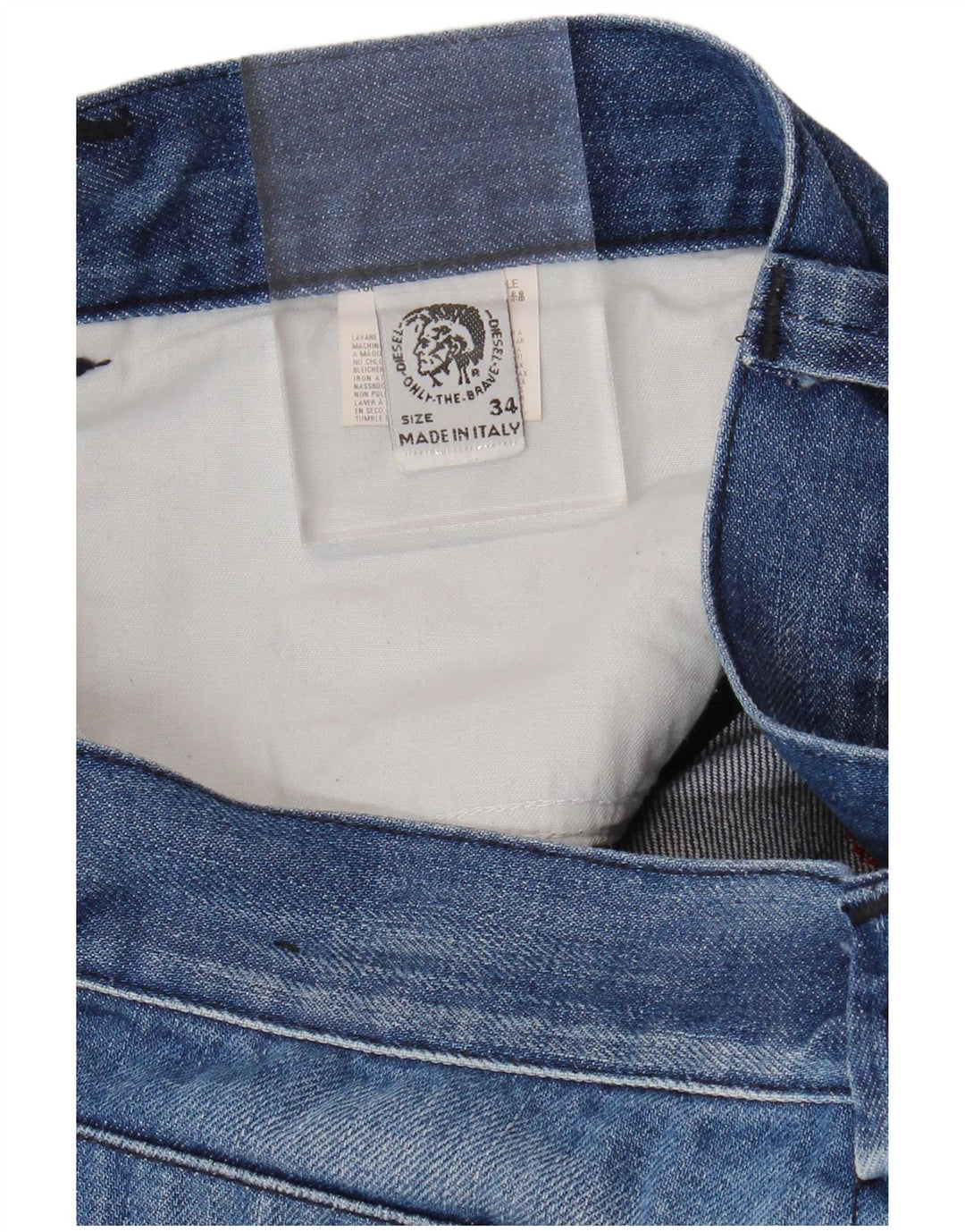 DIESEL Herre Acid Wash Straight Jeans W34 L29 Blå Bomuld