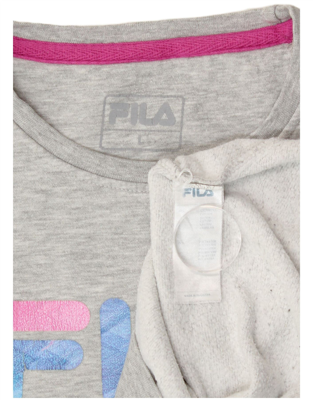 Fila Dame Grafisk Sweatshirt Jumper UK 16 Stor Grå Bomuld