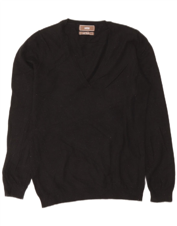 Marks & Spencer Dame V-hals sweater UK 12 Medium Black Viscose