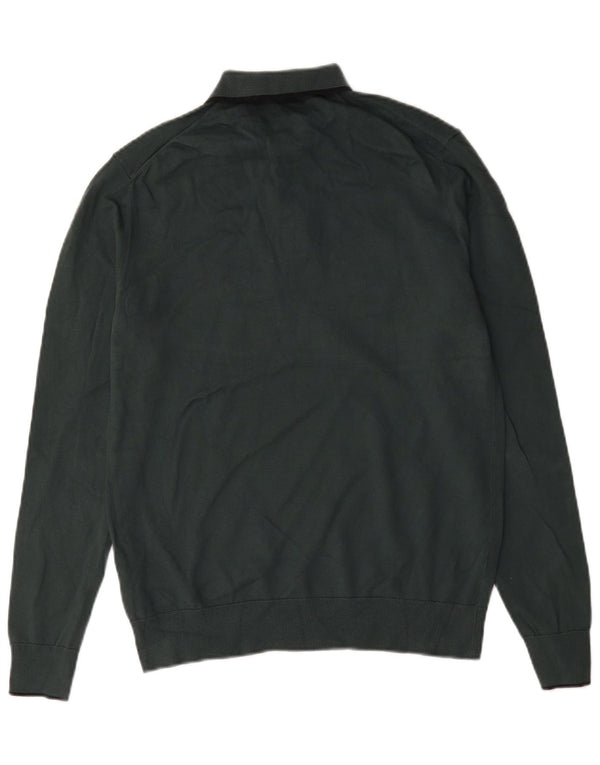 Marks & Spencer Herre Polo Neck Jumper Sweater Medium Grøn Bomuld