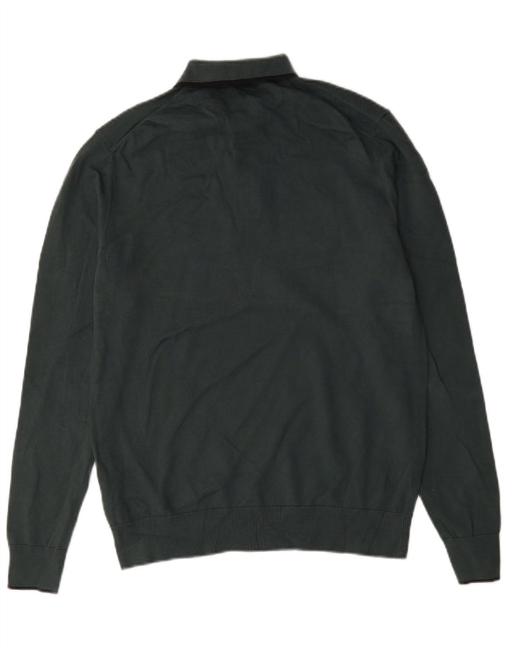 Marks & Spencer Herre Polo Neck Jumper Sweater Medium Grøn Bomuld